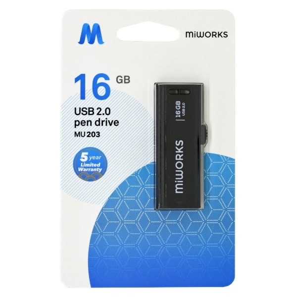 MiWorks MU203 16GB USB 2.0 Flash Drive Μαύρο 